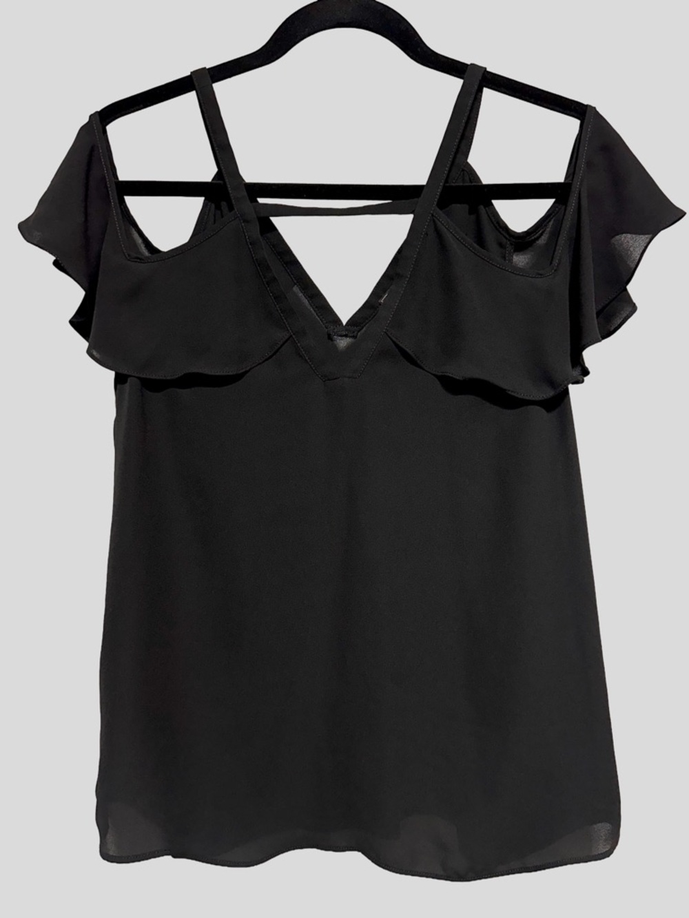 BCBG BCBGMAXAZRIA | Camelle Cold Shoulder Ruffle Strappy Blouse Top